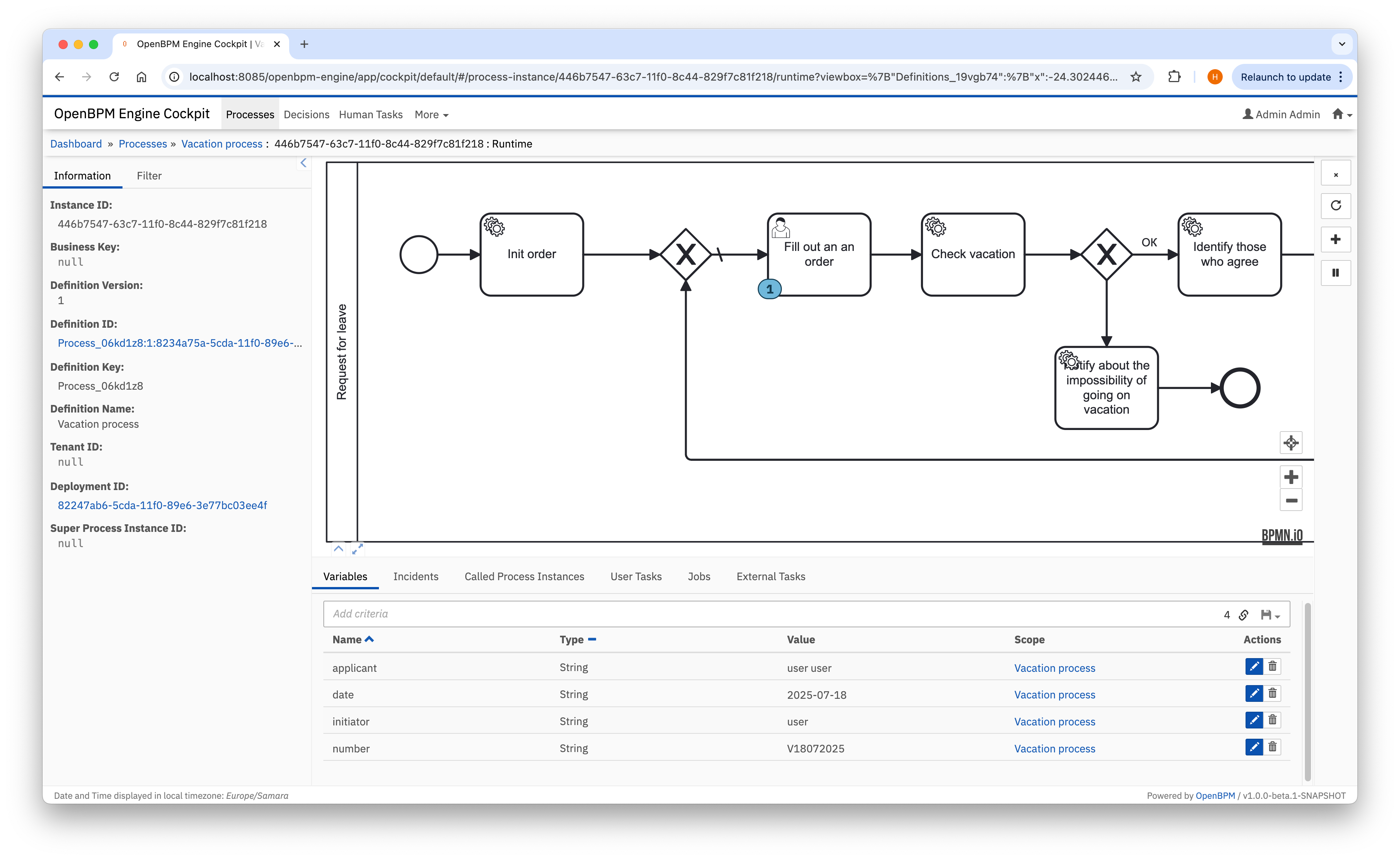Скриншот интерфейса OpenBPM